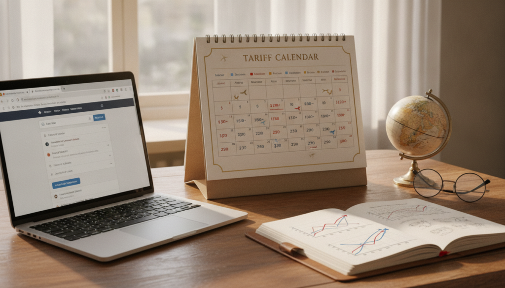 calendário de tarifas